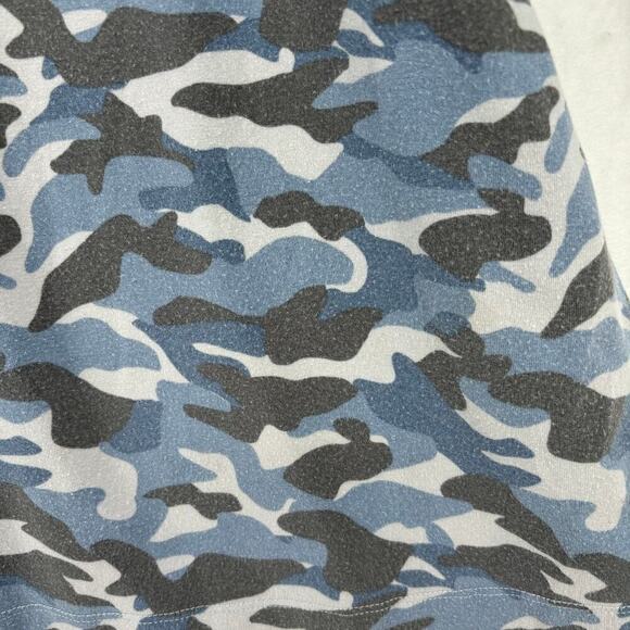Belle Kim Gravel Pullover Top Size XL Blue Camouflage Zip Neckline Elbow Sleeve - Picture 5 of 10